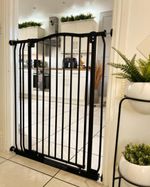 Safetots Premium Extra Tall and Wide Dog Gate Matt Black Pet Barrier 71cm-280cm