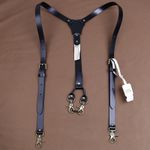 Quality Genuine Cowhide Leather 2cm Men's Suspenders Y-shape Hook Buckle Suit 