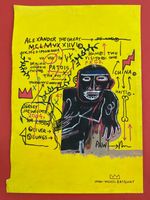 Jean-Michel Basquiat (Handmade) Drawing mixed media on paper signed & stamped