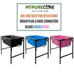 Dog Bath Tub 90L Pet Pool with Stand Metal Frame Drain Plug Hose Connector