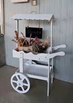 White Wooden Plant Trolley Sweet Candy Cart *brand New Boxed*with blackboard #11