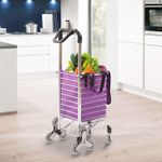 Folding Shopping Trolley Cart with Wheels 88LBS Capacity Foldable Basket UK