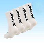 New Pack Of 3 White Mavic Mountain Bike/Road Racing Cycling Socks - One Size 