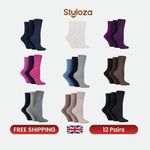12 Pairs Women’s Diabetic Soft Cotton Crew Socks UK 4‑8 Breathable Socks