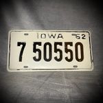 Iowa License Plate 1962 - USA - White Black - Vintage