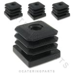 30mm PLASTIC SQUARE LEG FOOT INSERT M8 FOR STAINLESS STEEL TABLE BENCH PUSH FIT