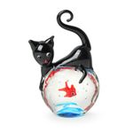 Hand Blown Glass Cartoon Cat and Goldfish Figurine Glass Animal Ornament Gift