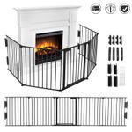 Fire Guard Child Fireplace Safety Gate Foldable Fire Screen 5 panel Black
