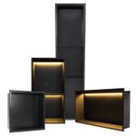 Thermopanel Matte Black Stainless Steel Shower Niches with LED Recessed Shelves