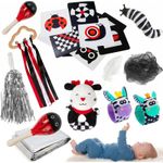 FNYUN 11pcs Baby Sensory Toy Kit, Black and White High Contrast Flash Cards for