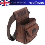 TOURBON Leather Hunting Cartridges Pouch Shotgun Waist Belt Bag w/ Shells Holder
