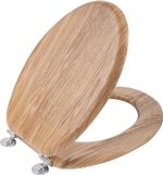 Angel Shield Antibacterial Wooden Toilet Seat Adjustable Hinges Solid Oak