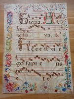 ANTIPHONARY ORIG VELLUM LEAF FLORAL BORDERS WITH GOLD 4 INITIALS MANUSCRIPT 1590
