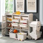 Children's Toy Storage Playroom Shelf Rack Kids Train Design Drawers Cabinet Box