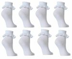 12 Pairs GIRLS SCHOOL COTTON LACE SOCKS FRILLY LACE ANKLE SOCKS ALL SIZES 