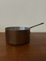 Small Vintage French Copper Pan With Brass Handle Diameter 10cm