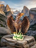 Large Vintage Glossy Hand Painted Cast Resin Eagle 9" Made Poland