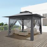ELECWISH Garden Gazebo 3.65m Metal Pop Up Backyard Gazebo 2-Tier Party Tent Grey