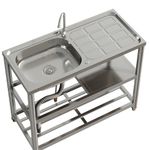 STAINLESS STEEL CAMPING SINK WASH BASIN FISHING OUTDOOR FESTIVAL BBQ CLEANING