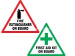 First Aid & Fire Extinguisher on Board 100mm Vinyl Sticker Label Taxi Van Bus