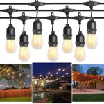 49FT Festoon Outdoor String Lights Mains Powered E27 S14 LED Bulbs Garden Lights