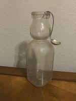 Vintage Glass “Cream Top” Milk Bottle With Original Metal Cream Separator Spoon