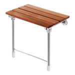Foldable 21.5" Teak Wood Shower Seat Bench with Supporting Legs Wall Mounted