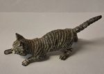 Small Antique Cold Painted Austrian Vienna Solid Bronze Cat