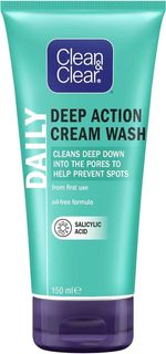Clean & Clear Deep Action Wash Cream Face Cleanser White 150ml Pack of 1 UK