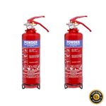 PowerX 1kg ABC Dry Powder Fire Extinguisher Twin Pack, Car Taxi Caravan Home