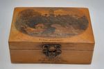 Antique Mauchline Ware  box, Robert Burns Monument Bank of Doon Wood - 9.5 cm L
