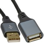PRO Metal USB 2.0 24AWG High Speed Cable EXTENSION Lead A Plug to Socket 1m/2/5m