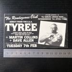 Rendezvous Club presents TYREE club flyer - 1989 The Gables, Peterborough 