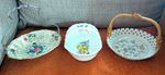 Set of 3 Ceramic Floral Decorative Handles Dishes