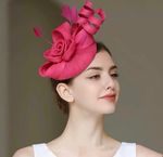 Hot pink Fascinator Hat Wedding Ascot Race Day Tea Party Floral Headpiece UK