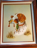 R. Smith Britney Hunting Dog 17x21" Painting Duck Hunter Pointer Framed Signed.