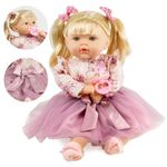 18” Baby Doll Girl Soft Lifelike Toy with Hair, Sounds & Dummy BiBi Doll Rosie