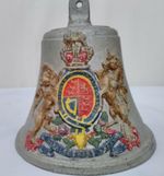 LARGE ANTIQUE VINTAGE BELL WITH ROYAL COAT OF ARMS
