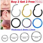 New Surgical Steel Nose Ring Septum Clicker Hinge Segment Ear Helix Ring Hoop