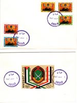 JORDAN 1982  2 FDC YARMOUK FORCES  WAR FIVE STAMPS &SHEET SC# 1118-1123