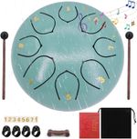 Steel Tongue Drum - 6 Inch, 8 Note Rain Drum for Outdoor Music, Meditation, Yoga