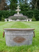 Vintage French Style Galvanised Metal Oval Dolly Tub Garden Bucket Planter Pot