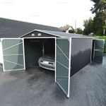 Apex Metal Garage with Hinged Double Doors, Grey, 10ft x 20ft (3.0x6.0m)