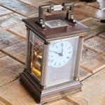 Matthew Norman 1754 Carriage Clock, Silver Columns & Face & sold by Garrard & Co