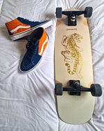 Landyachtz Tugboat UV Bengal Complete Skateboard Beige Gold Tiger Graphic