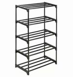 Black 5-Tier Metal Freestanding Shoe Rack, 10 Pair, 28.7 x 16.5 x 9.8in