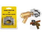 Self Cutting Drain Off Valve 15mm with 22mm Adaptor MT Cock Tap