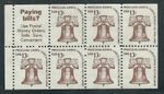 Scott #1595...13 Cent...Liberty Bell... Booklet Pane of 7 + Label