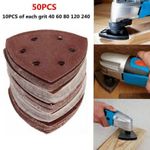50Pcs Triangle Sanding Pads Sandpaper Assorted for Multi Tool Oscillating Loop