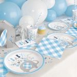 Blue Elephant Baby Shower Decorations – Banner, Tablecover, Plates, Balloons, Na